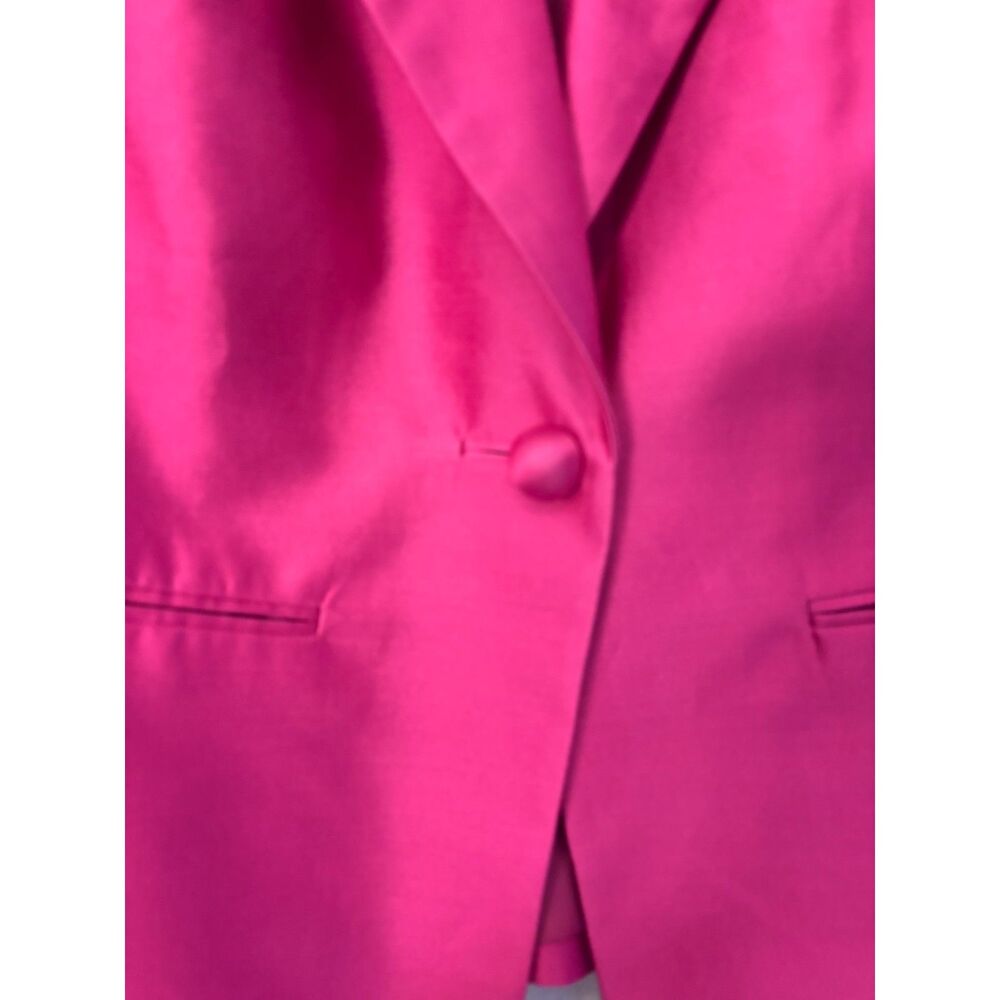 NWOT Talbots Silk Cotton Fuchsia Blazer Jacket One-Button Career Occasion 14 - Picture 3 of 6